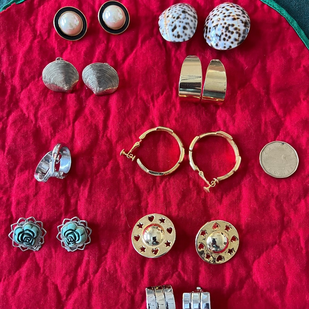 9 Pairs of Clip On/Screw On Retro Earrings